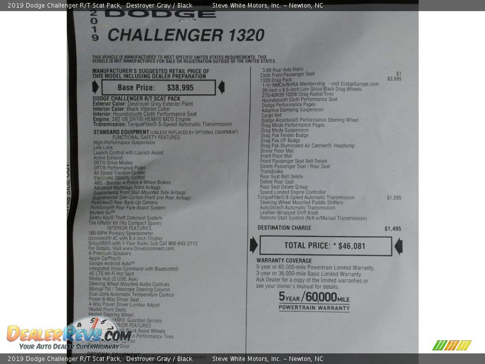 2019 Dodge Challenger R/T Scat Pack Destroyer Gray / Black Photo #33