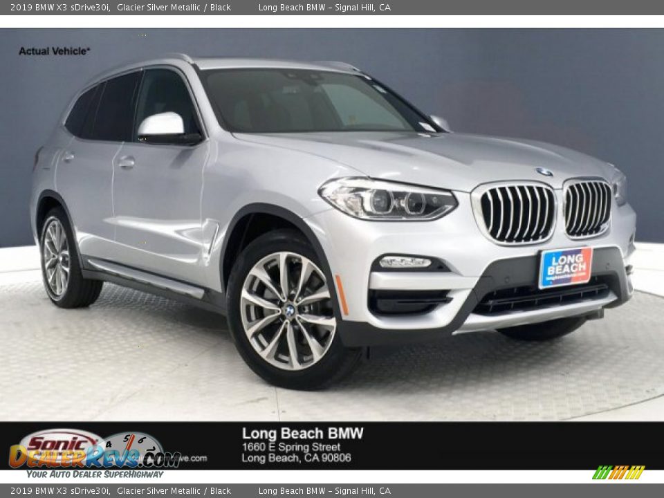 2019 BMW X3 sDrive30i Glacier Silver Metallic / Black Photo #1