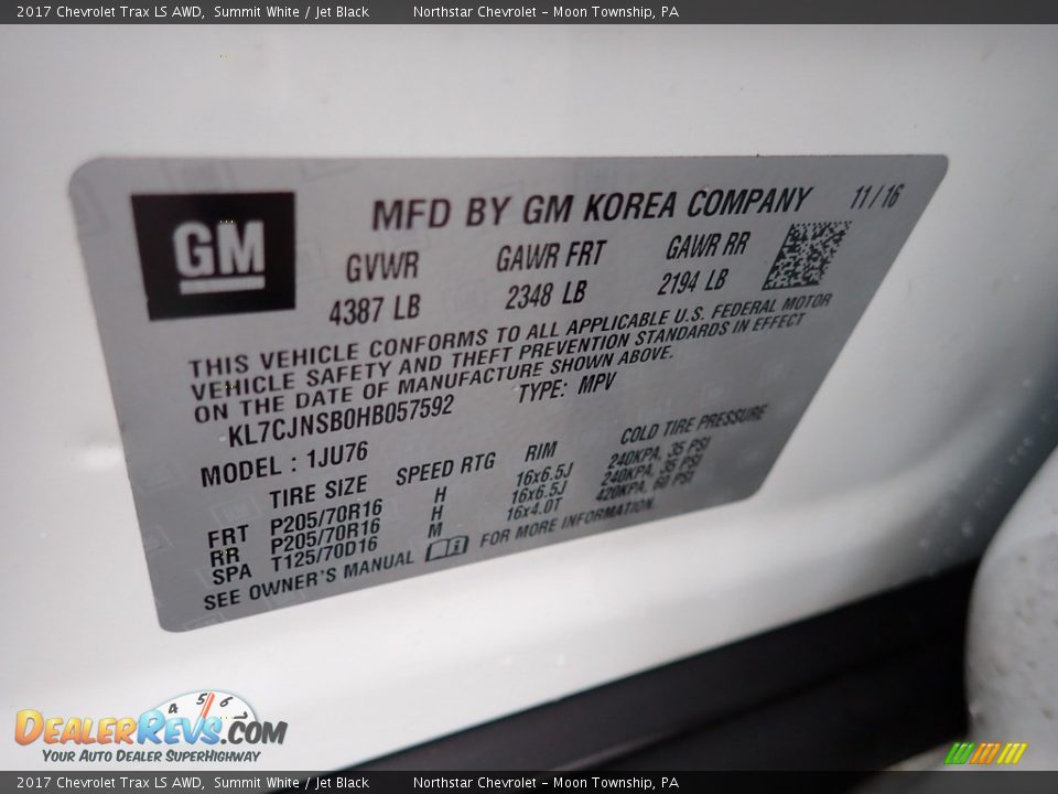 2017 Chevrolet Trax LS AWD Summit White / Jet Black Photo #28