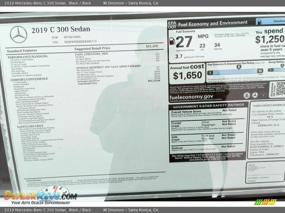 2019 Mercedes-Benz C 300 Sedan Black / Black Photo #10