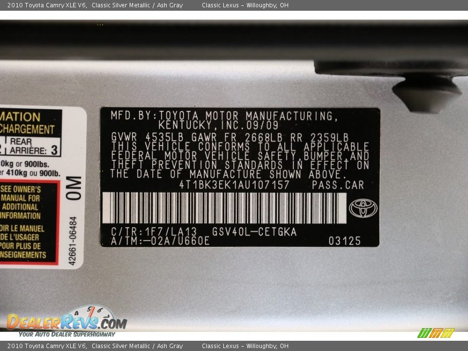 2010 Toyota Camry XLE V6 Classic Silver Metallic / Ash Gray Photo #21
