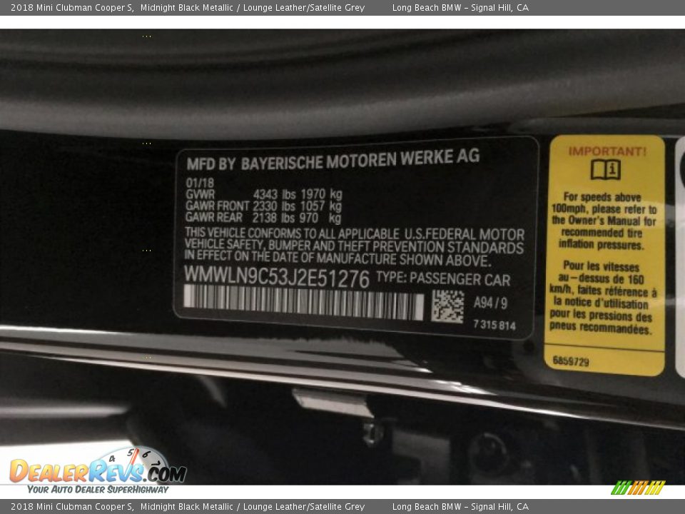 2018 Mini Clubman Cooper S Midnight Black Metallic / Lounge Leather/Satellite Grey Photo #19