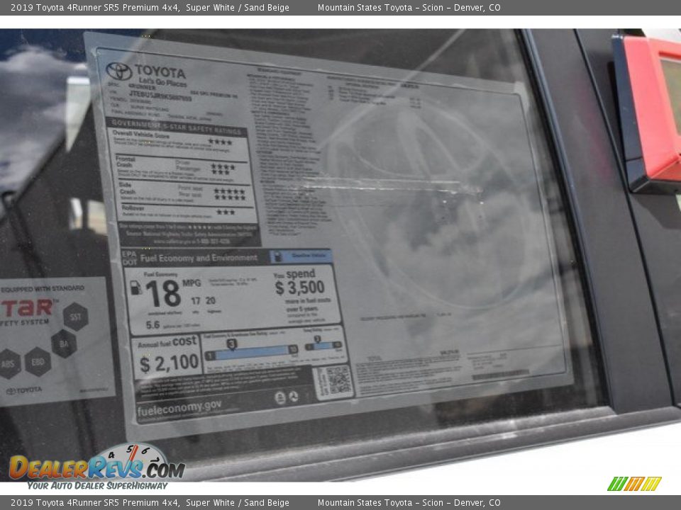 2019 Toyota 4Runner SR5 Premium 4x4 Super White / Sand Beige Photo #11