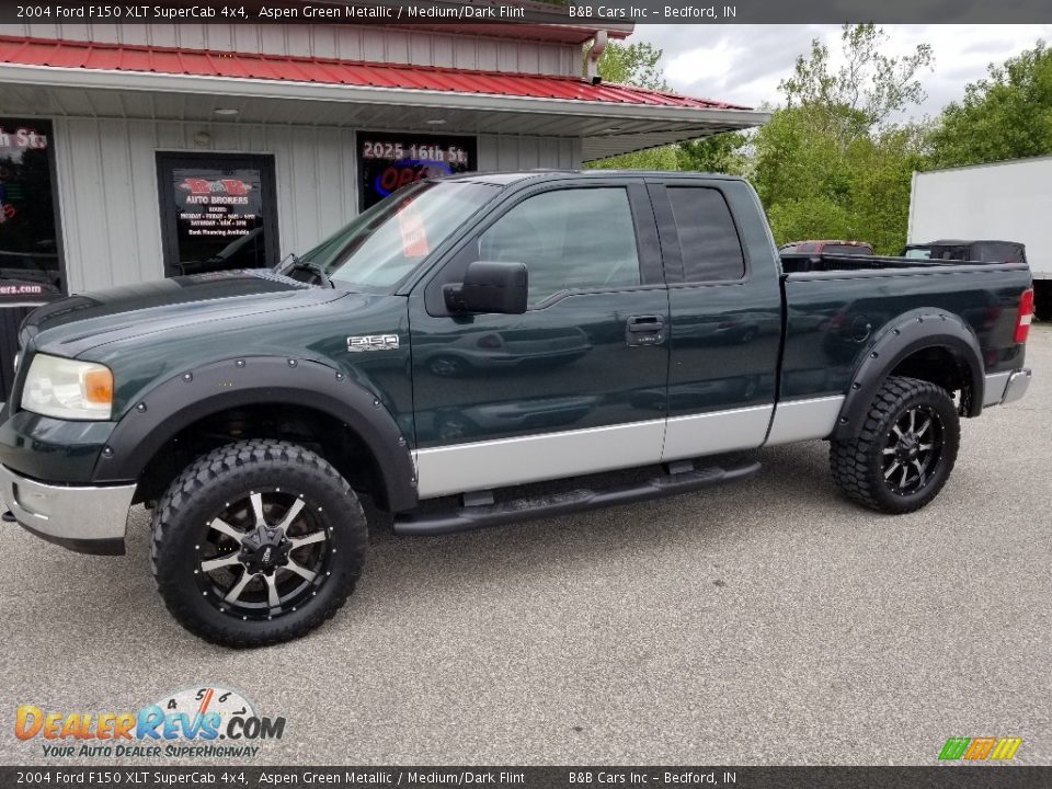 2004 Ford F150 XLT SuperCab 4x4 Aspen Green Metallic / Medium/Dark Flint Photo #1