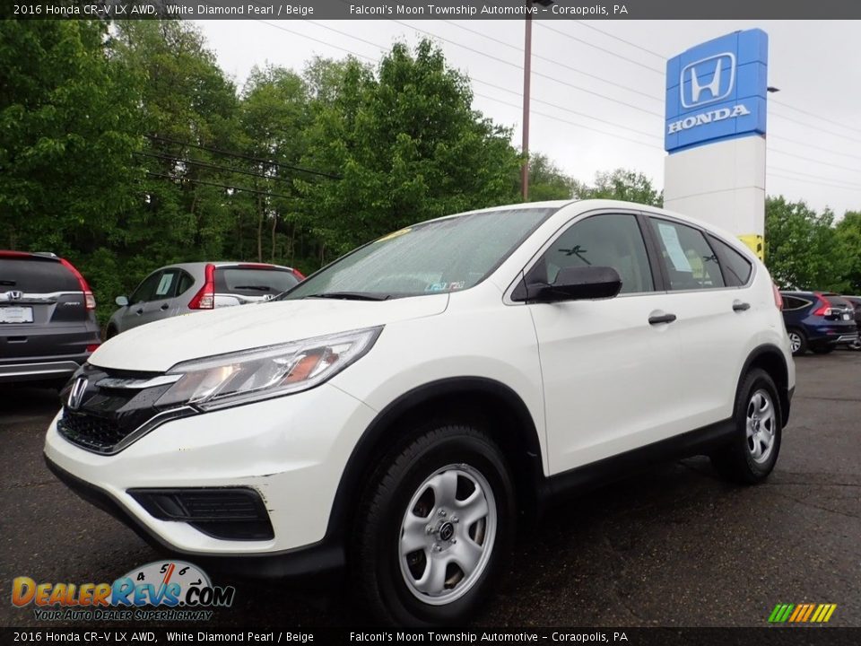 2016 Honda CR-V LX AWD White Diamond Pearl / Beige Photo #1