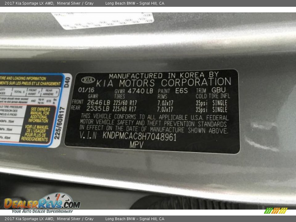 2017 Kia Sportage LX AWD Mineral Silver / Gray Photo #19