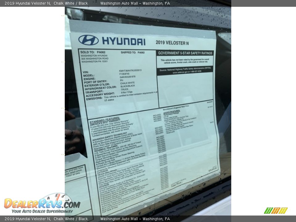 2019 Hyundai Veloster N Chalk White / Black Photo #9