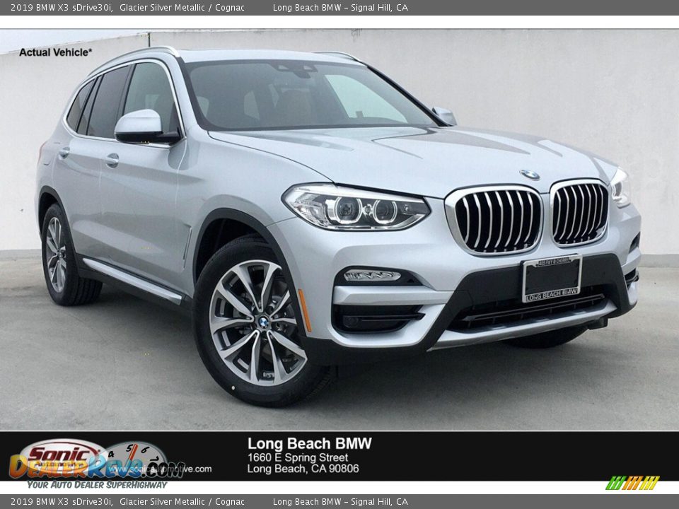 2019 BMW X3 sDrive30i Glacier Silver Metallic / Cognac Photo #1