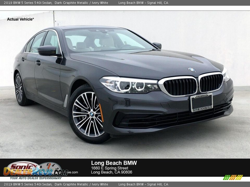2019 BMW 5 Series 540i Sedan Dark Graphite Metallic / Ivory White Photo #1