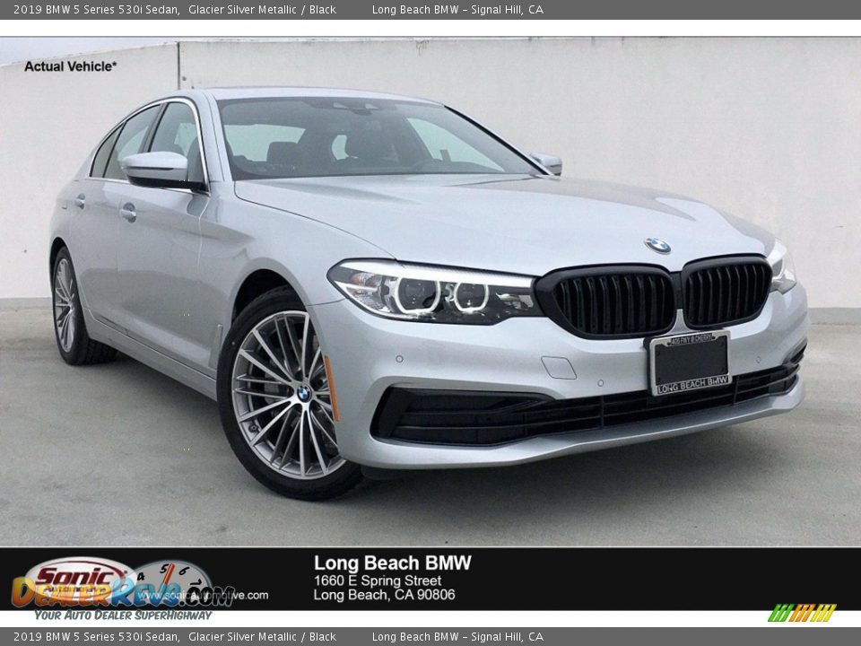 2019 BMW 5 Series 530i Sedan Glacier Silver Metallic / Black Photo #1