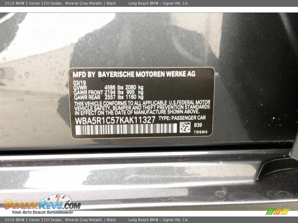 2019 BMW 3 Series 330i Sedan Mineral Gray Metallic / Black Photo #8