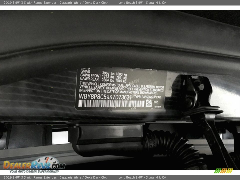 2019 BMW i3 S with Range Extender Capparis White / Deka Dark Cloth Photo #12