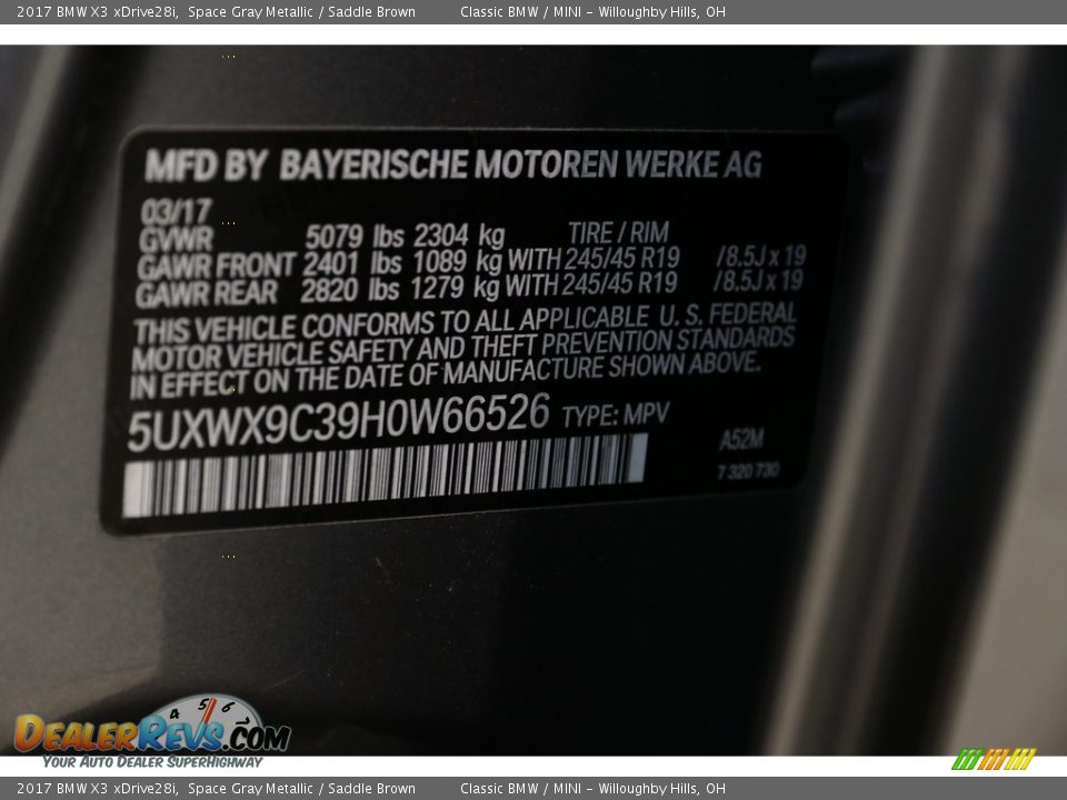 2017 BMW X3 xDrive28i Space Gray Metallic / Saddle Brown Photo #27