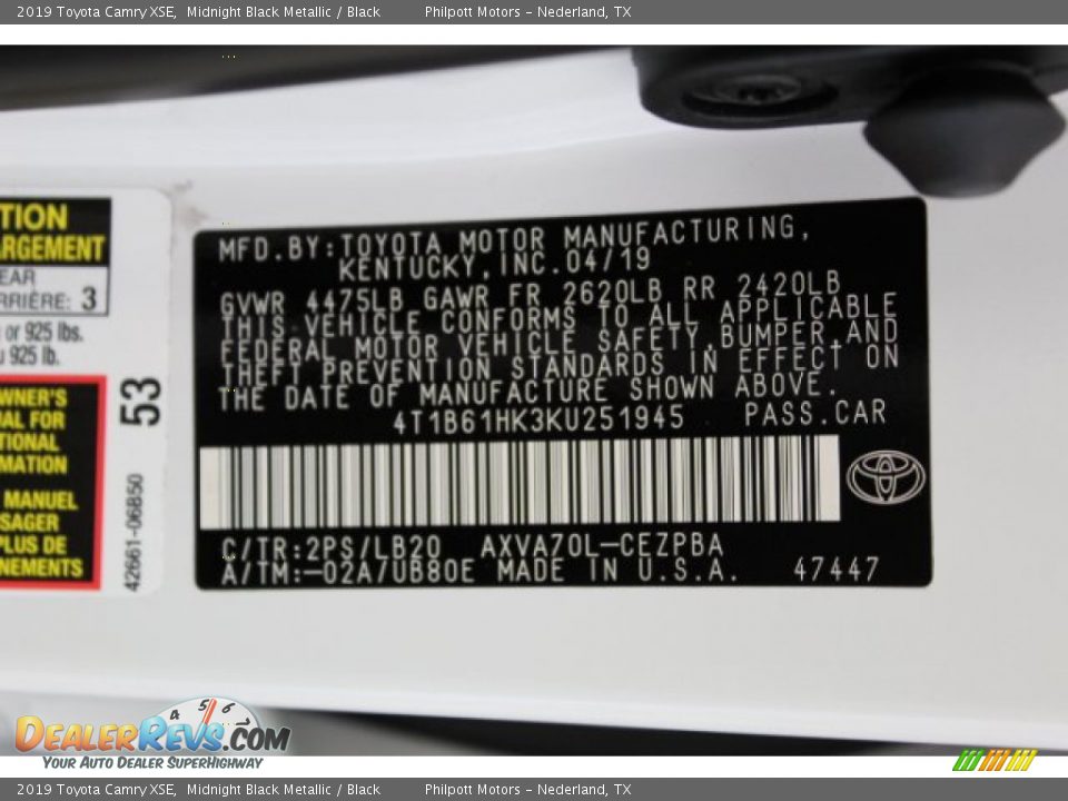 2019 Toyota Camry XSE Midnight Black Metallic / Black Photo #22