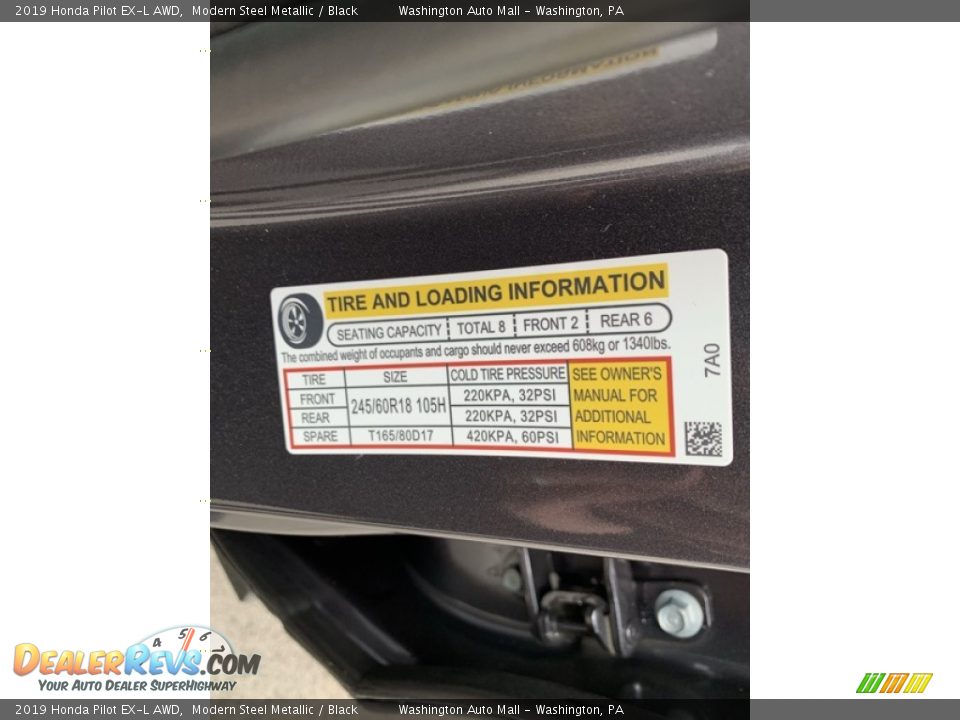 2019 Honda Pilot EX-L AWD Modern Steel Metallic / Black Photo #13