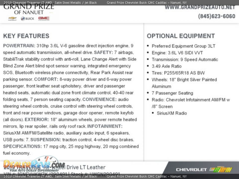 2019 Chevrolet Traverse LT AWD Satin Steel Metallic / Jet Black Photo #8