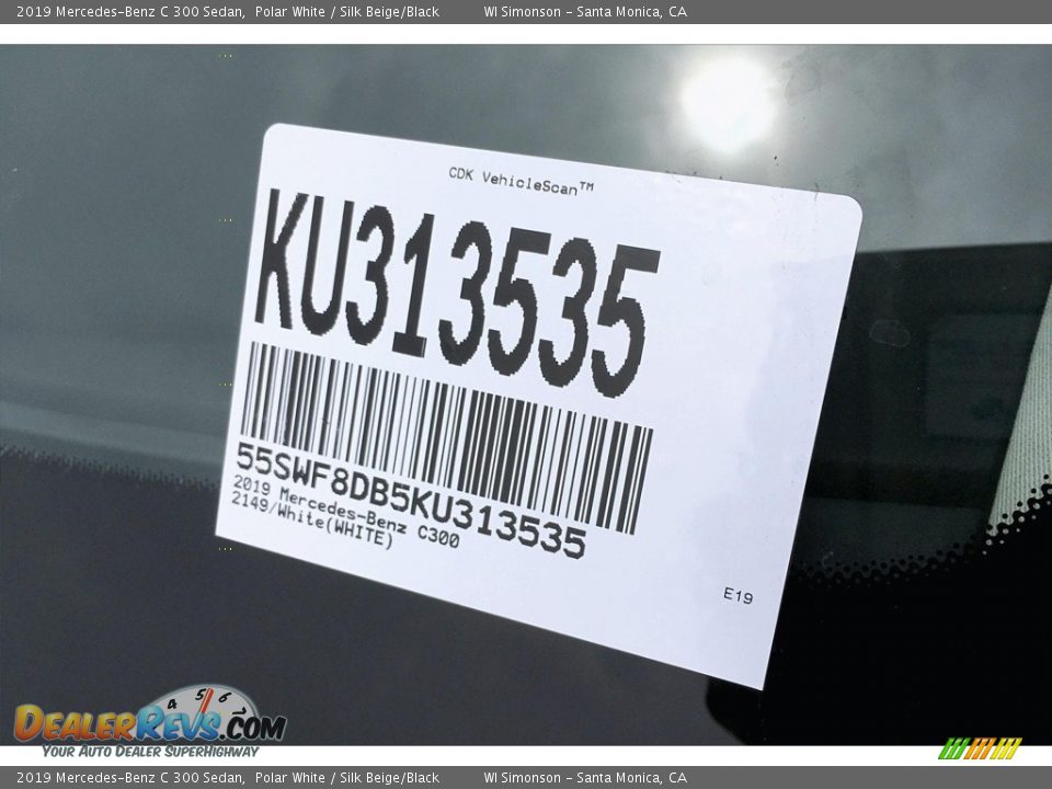 2019 Mercedes-Benz C 300 Sedan Polar White / Silk Beige/Black Photo #12