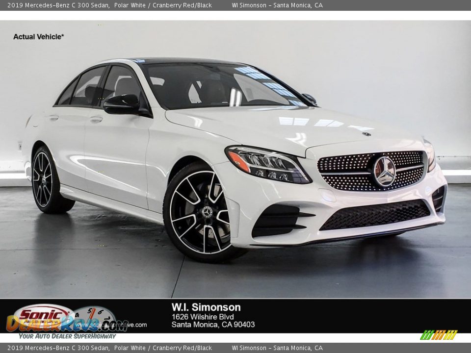 2019 Mercedes-Benz C 300 Sedan Polar White / Cranberry Red/Black Photo #1