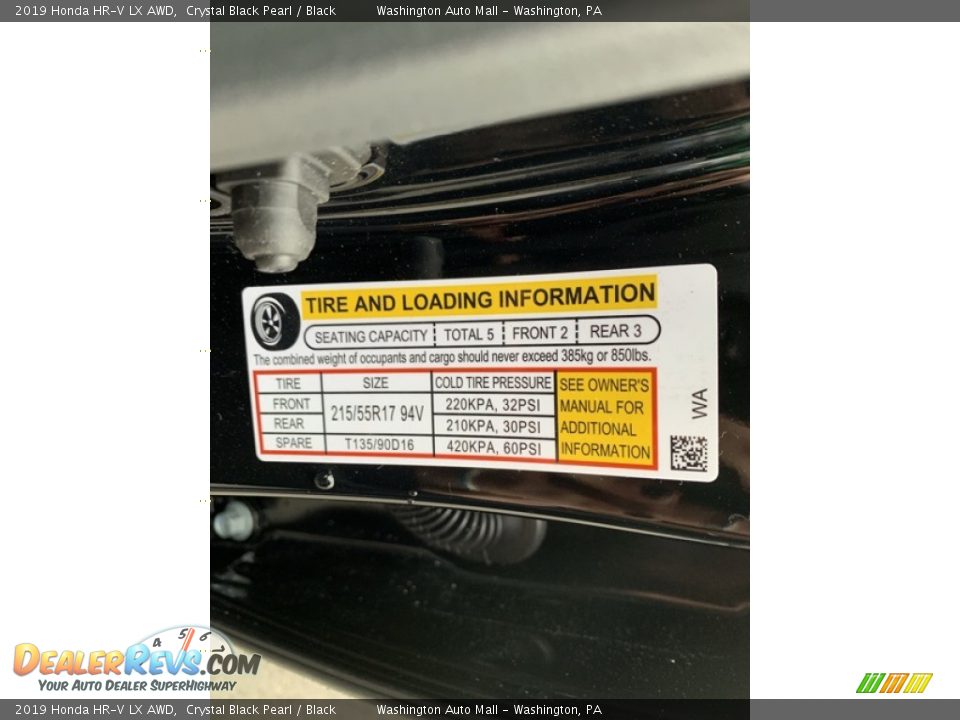 2019 Honda HR-V LX AWD Crystal Black Pearl / Black Photo #13