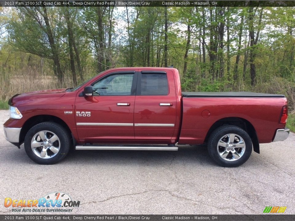 2013 Ram 1500 SLT Quad Cab 4x4 Deep Cherry Red Pearl / Black/Diesel Gray Photo #3