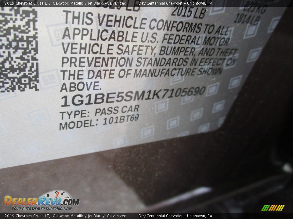 2019 Chevrolet Cruze LT Oakwood Metallic / Jet Black/­Galvanized Photo #19