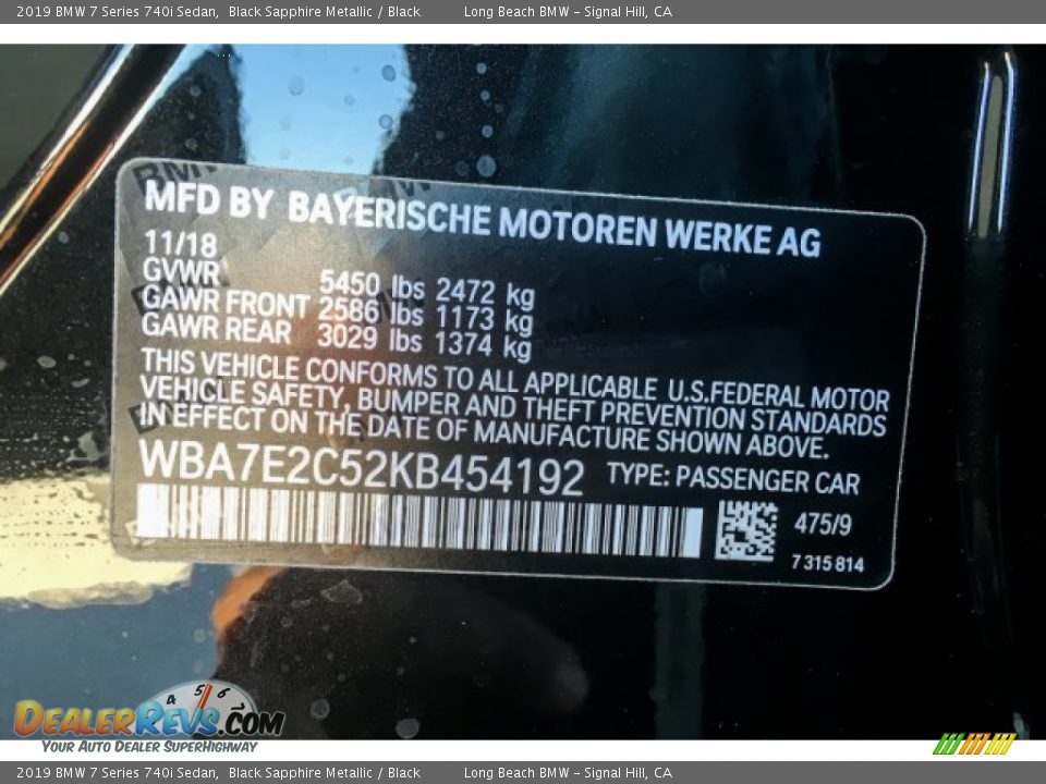 2019 BMW 7 Series 740i Sedan Black Sapphire Metallic / Black Photo #11