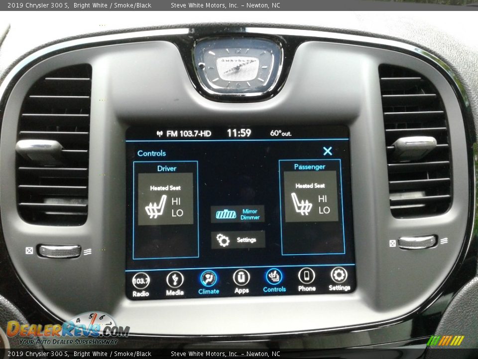 2019 Chrysler 300 S Bright White / Smoke/Black Photo #24