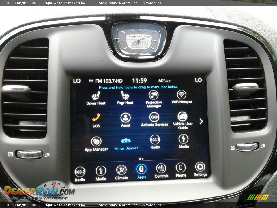 2019 Chrysler 300 S Bright White / Smoke/Black Photo #25