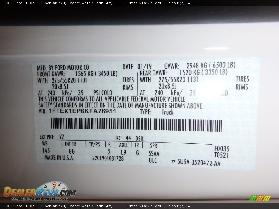 2019 Ford F150 STX SuperCab 4x4 Oxford White / Earth Gray Photo #11