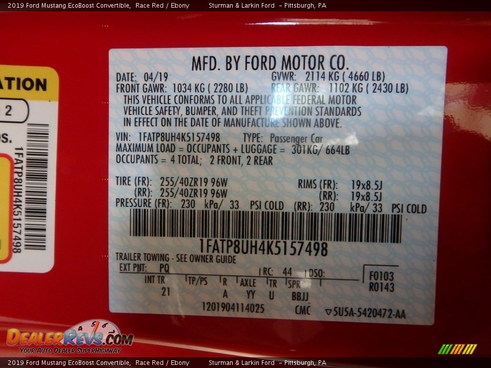 2019 Ford Mustang EcoBoost Convertible Race Red / Ebony Photo #11
