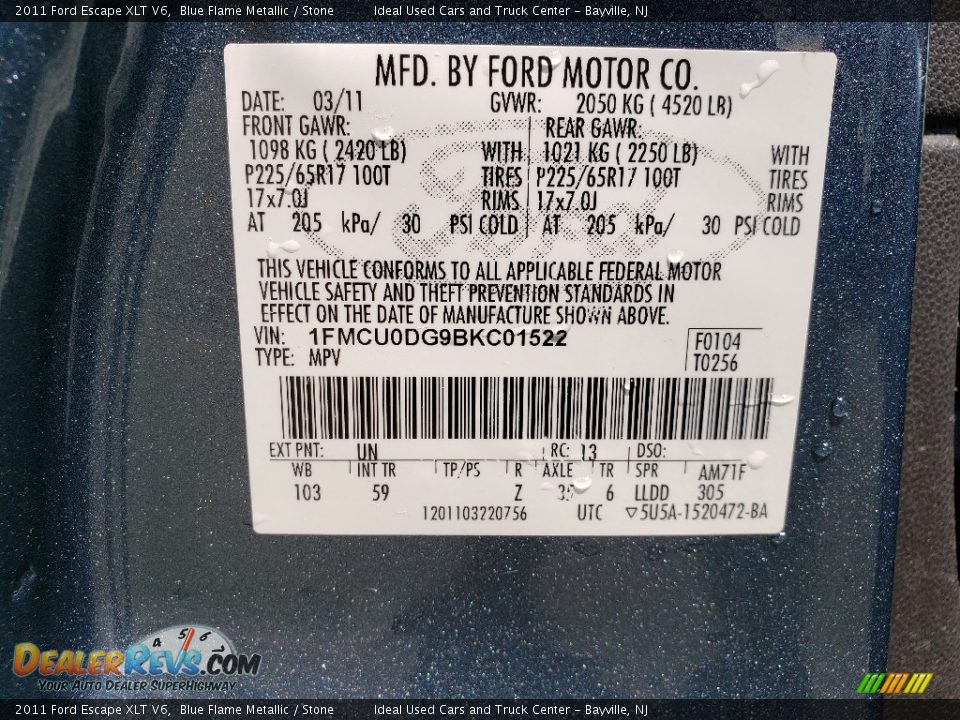 2011 Ford Escape XLT V6 Blue Flame Metallic / Stone Photo #23