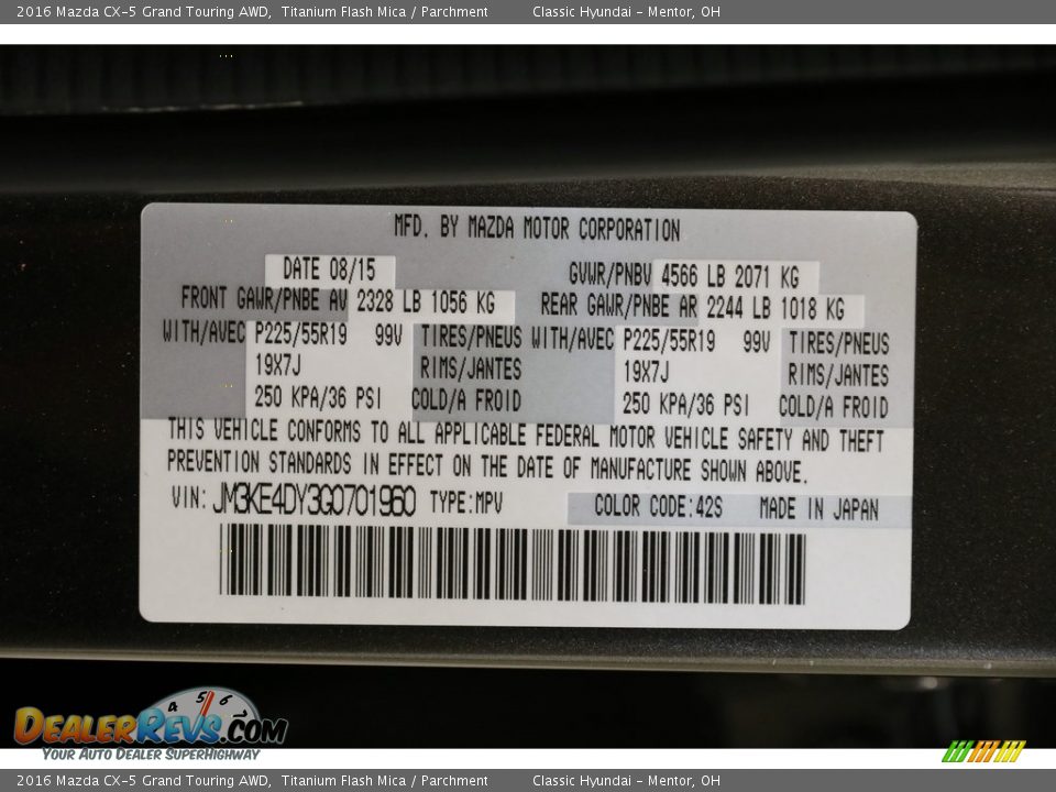 2016 Mazda CX-5 Grand Touring AWD Titanium Flash Mica / Parchment Photo #21