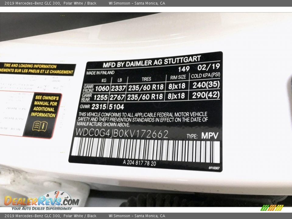 2019 Mercedes-Benz GLC 300 Polar White / Black Photo #11