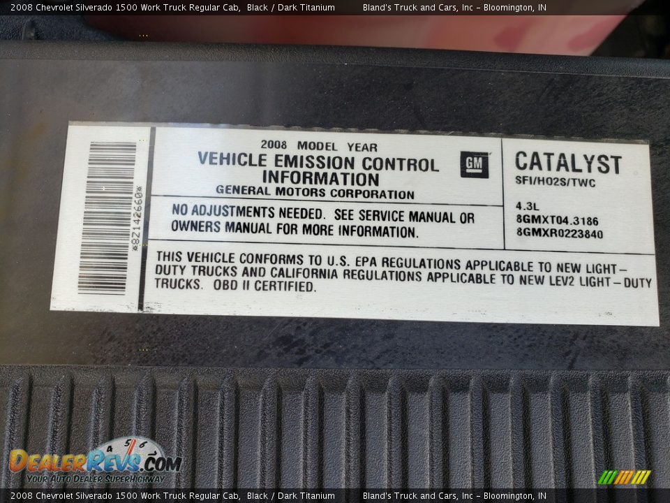 2008 Chevrolet Silverado 1500 Work Truck Regular Cab Black / Dark Titanium Photo #33