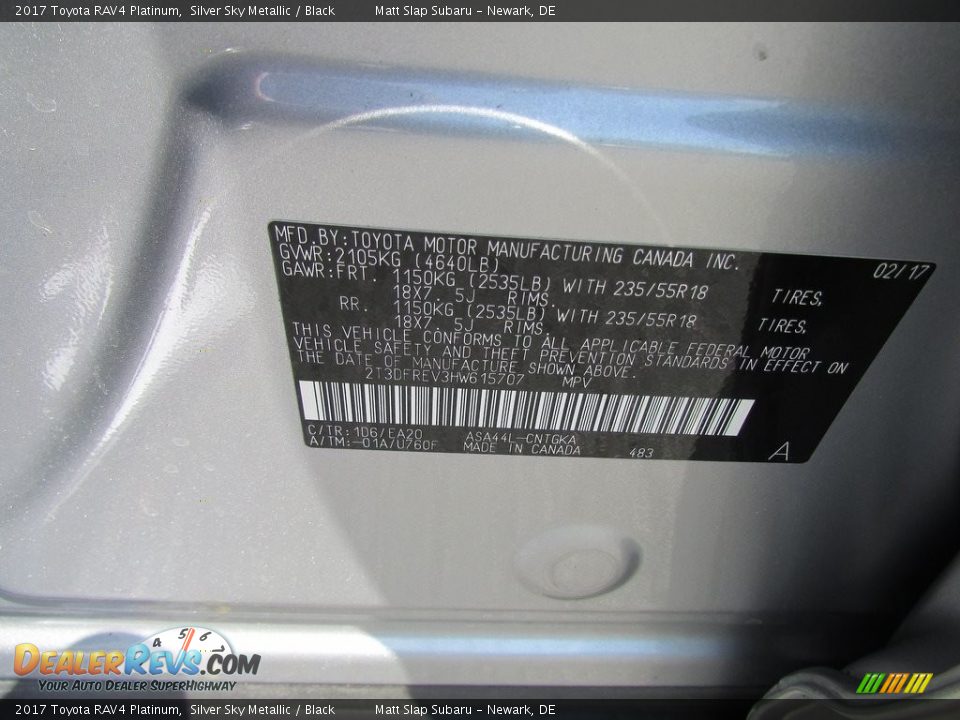 2017 Toyota RAV4 Platinum Silver Sky Metallic / Black Photo #30