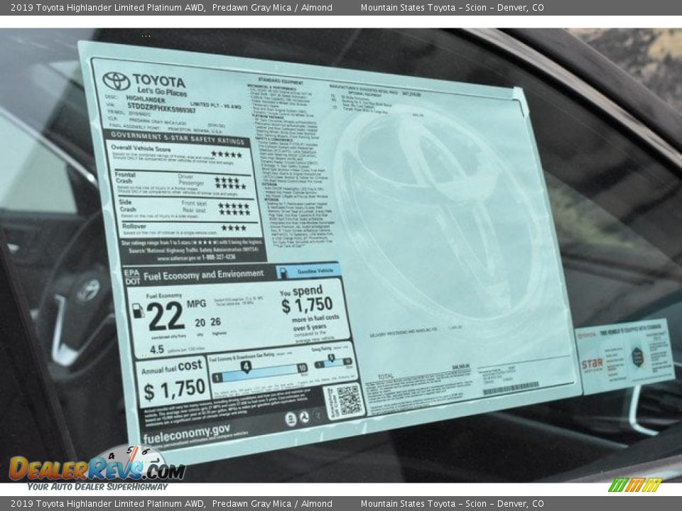 2019 Toyota Highlander Limited Platinum AWD Predawn Gray Mica / Almond Photo #12