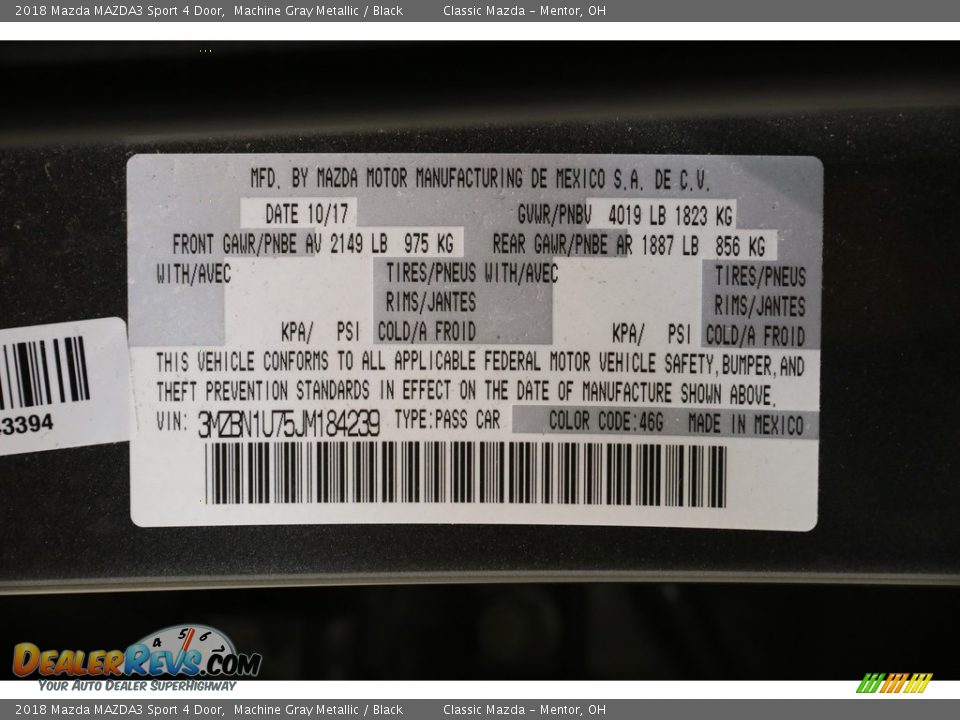 2018 Mazda MAZDA3 Sport 4 Door Machine Gray Metallic / Black Photo #17