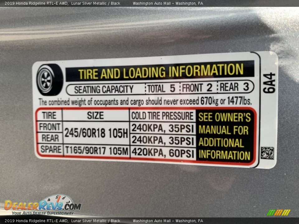 2019 Honda Ridgeline RTL-E AWD Lunar Silver Metallic / Black Photo #8