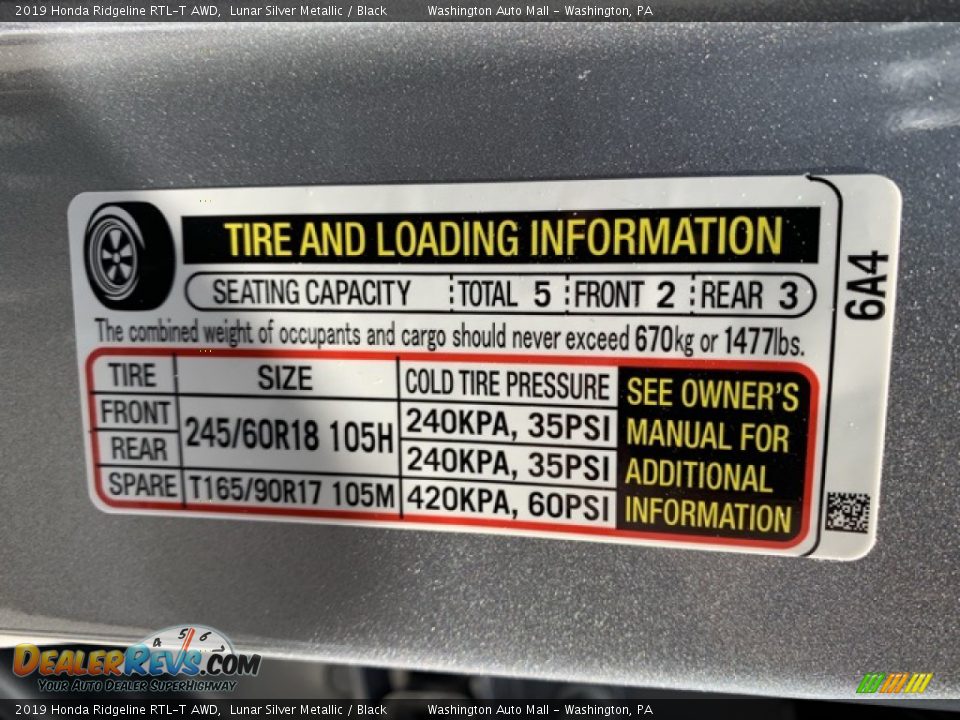 2019 Honda Ridgeline RTL-T AWD Lunar Silver Metallic / Black Photo #8