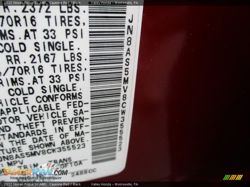 2012 Nissan Rogue SV AWD Cayenne Red / Black Photo #19