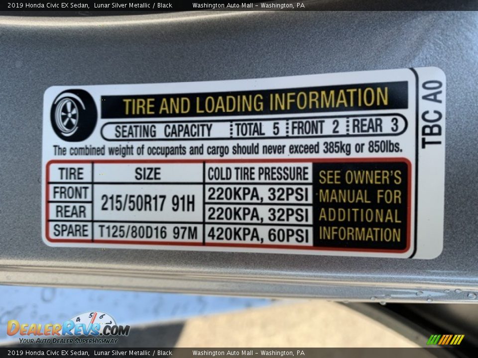 2019 Honda Civic EX Sedan Lunar Silver Metallic / Black Photo #8