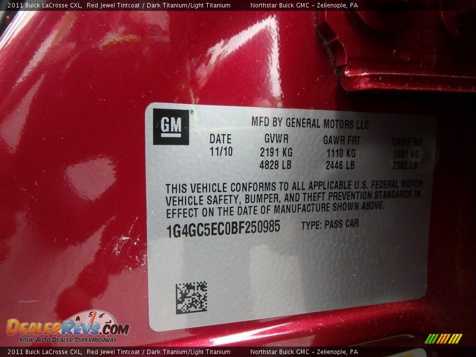 2011 Buick LaCrosse CXL Red Jewel Tintcoat / Dark Titanium/Light Titanium Photo #21