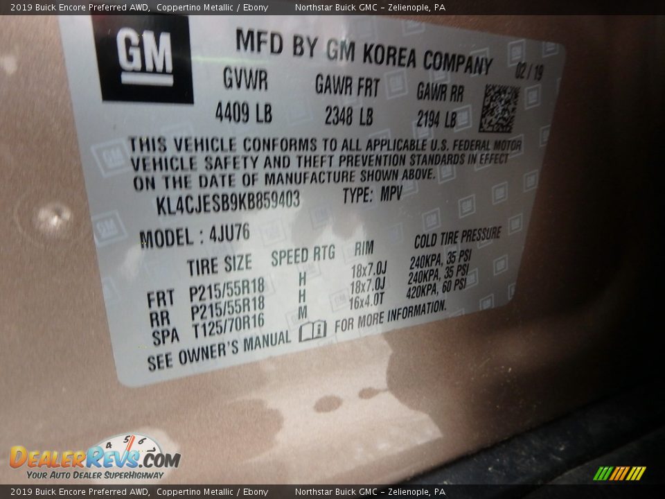 2019 Buick Encore Preferred AWD Coppertino Metallic / Ebony Photo #16