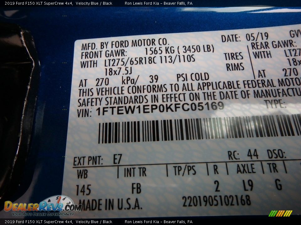 2019 Ford F150 XLT SuperCrew 4x4 Velocity Blue / Black Photo #11