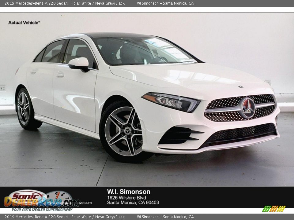 2019 Mercedes-Benz A 220 Sedan Polar White / Neva Grey/Black Photo #1