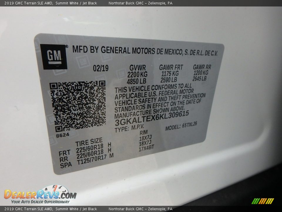 2019 GMC Terrain SLE AWD Summit White / Jet Black Photo #16