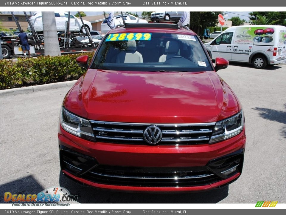 2019 Volkswagen Tiguan SEL R-Line Cardinal Red Metallic / Storm Gray Photo #3