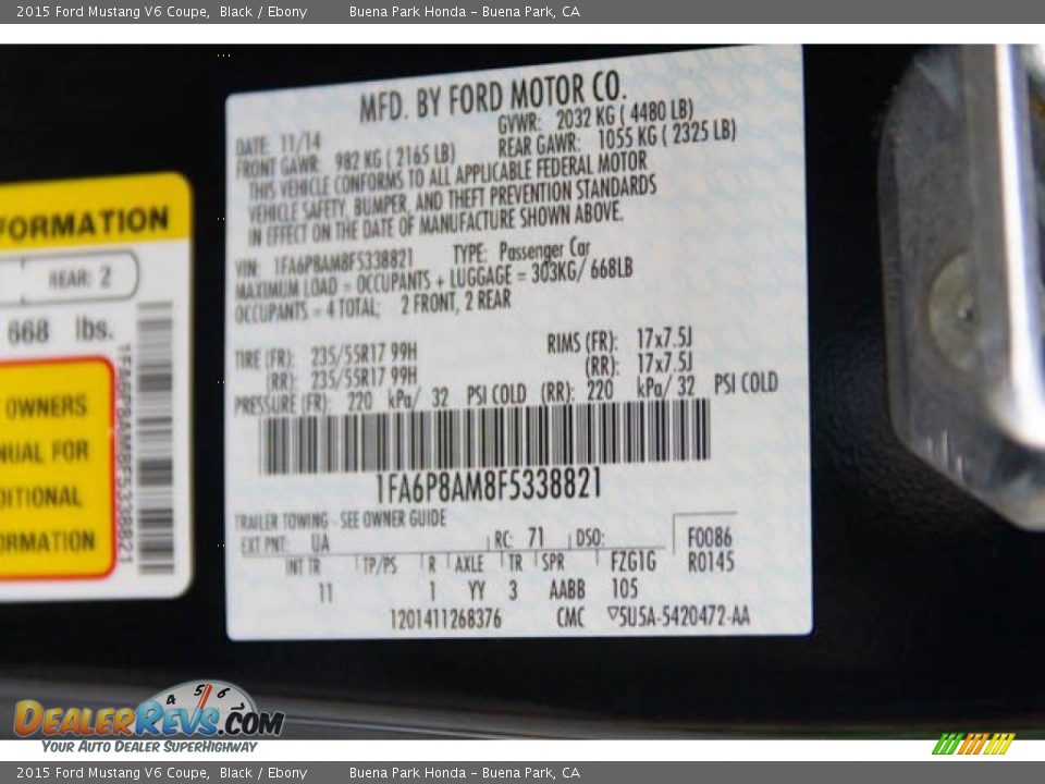 2015 Ford Mustang V6 Coupe Black / Ebony Photo #29