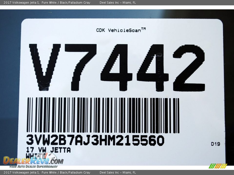 2017 Volkswagen Jetta S Pure White / Black/Palladium Gray Photo #20