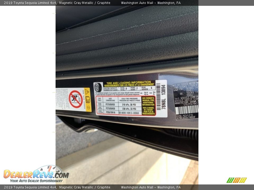 2019 Toyota Sequoia Limited 4x4 Magnetic Gray Metallic / Graphite Photo #13